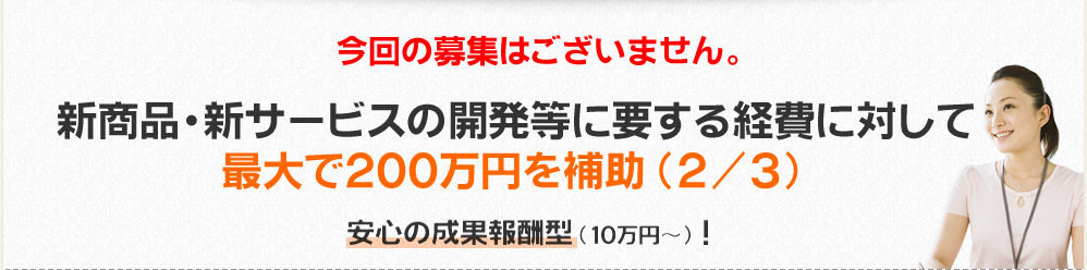 新商品・新サービスの開発等に対する経費に対して最大200万円を補助（2/3）